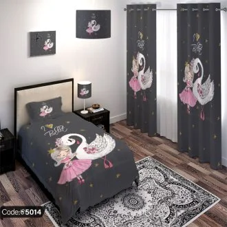 ست چاپی اتاق خواب طرح دختر خجالتی و مرغآبی کد 5014