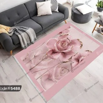 فرش چاپی طرح گل سه بعدی کد 5488