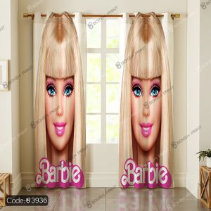 پرده طرح باربی با طراحی رنگارنگ و جذاب برای اتاق کودک، مناسب برای دکوراسیون اتاق خواب دخترانه