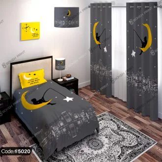 ست چاپی اتاق خواب طرح ماه و ستاره کد 5020