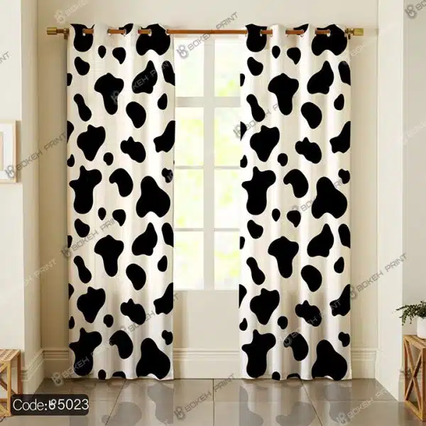 پرده چاپی پانچ طرح سیاه و سفید کد 5023