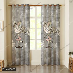 پرده چاپی پانچ طرح دختر اسکیت سوار کد 5655