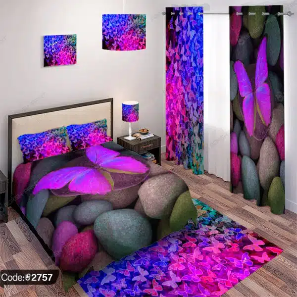 ست اتاق خواب طرح پروانه و سنگ کد 2757