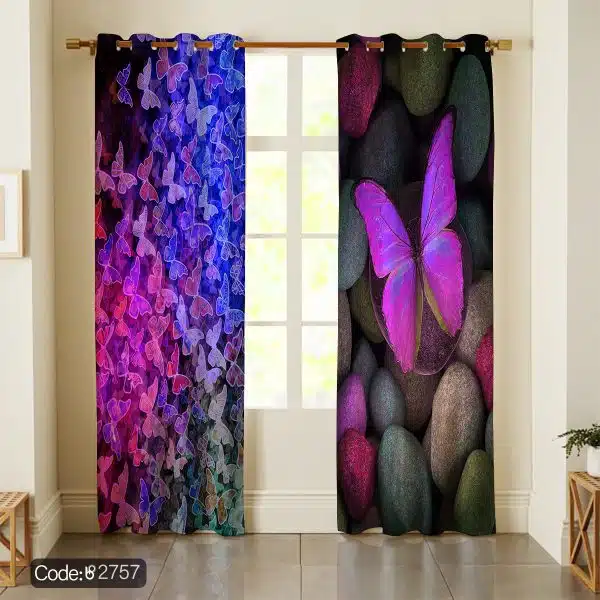 پرده پانچ طرح پروانه و سنگ کد 2757