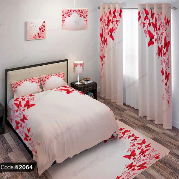 ست اتاق خواب طرح پروانه قرمز کد 2064