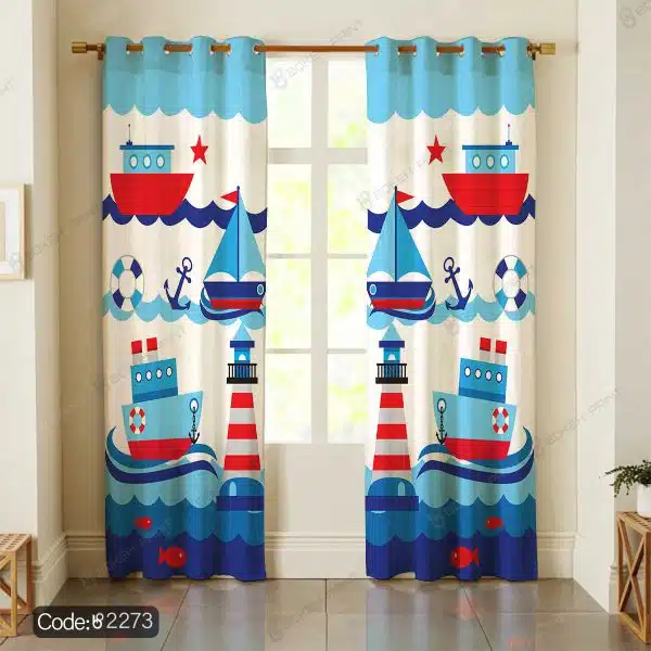 پرده طرح کشتی و لنگر کد 2273