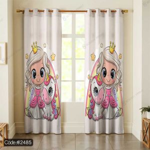 پرده طرح پرنسس و اسب تک شاخ کد 2485