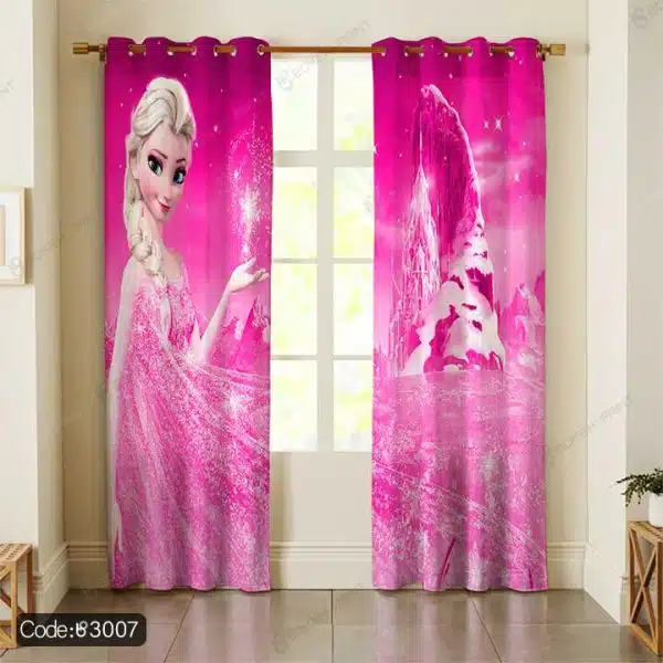 پرده فروزن صورتی کد 3007