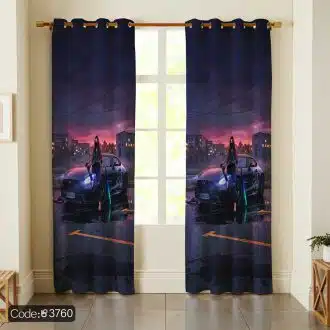 پرده طرح زن و ماشین کد 3760