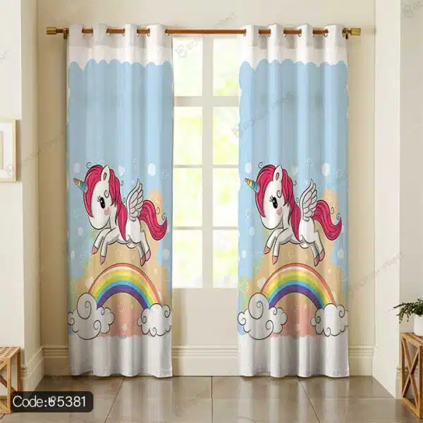 پرده اسب تک شاخ و رنگین کمان کد 5381