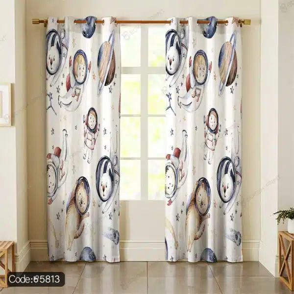 پرده طرح خرگوش و گربه فضانورد کد 5813