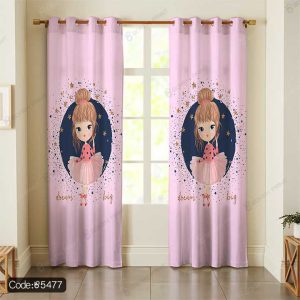 پرده طرح دختر صورتی کد 5477