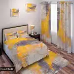ست اتاق خواب طرح دیوار زرد و طوسی کد 5487