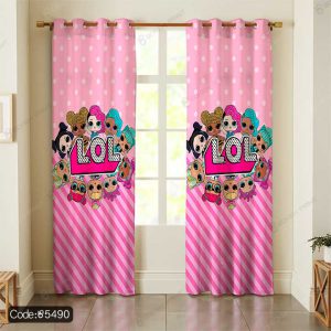 پرده طرح دخترانه صورتی لول کد 5490