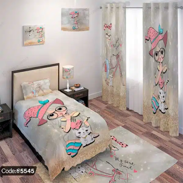 ست اتاق خواب طرح دختر خجالتی و دوچرخه کد 5545