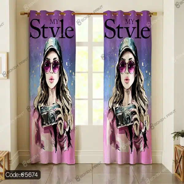 پرده طرح دختر My Style کد 5674
