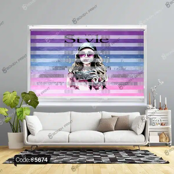 پرده زبرا طرح دختر My Style کد 5674