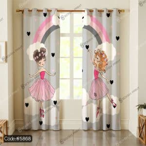 پرده طرح دختر خجالتی و رنگین کمان کد 5868