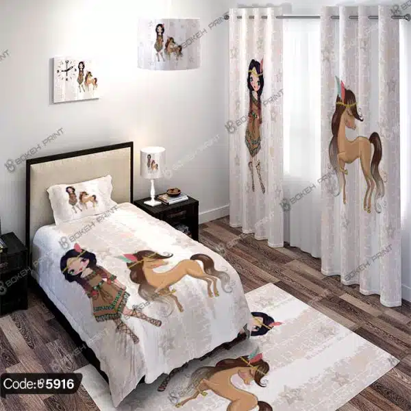 ست اتاق خواب دختر سرخ پوست و اسب کد 5916
