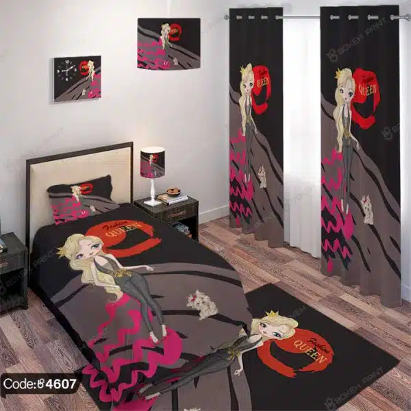 ست اتاق طرح دختر مو بلند و سگ کد 4607