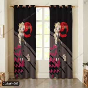 پرده طرح دختر مو بلند و سگ کد 4607