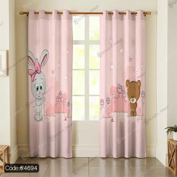 پرده طرح خرس و خرگوش کد 4694