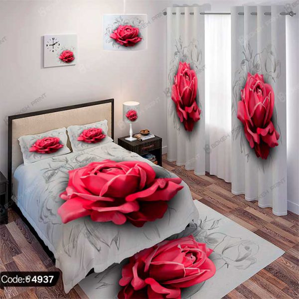 ست اتاق خواب گل رز سه بعدی کد 4937