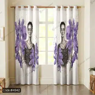 پرده طرح چهره زن و گل کد 4942