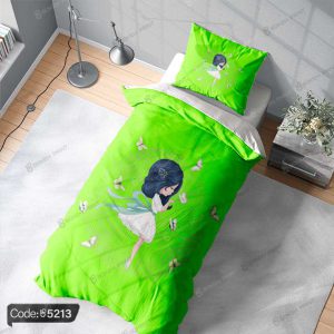 روتختی سبز طرح دختر و پروانه کد 5213