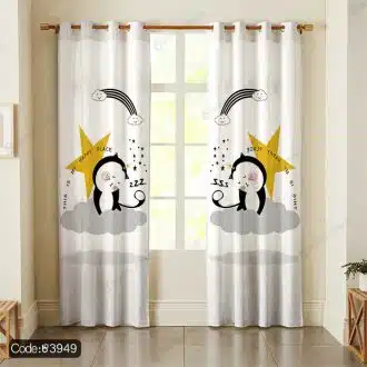 پرده پانچ طرح گربه و ستاره کد 3949