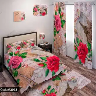 ست اتاق طرح ایفل و گل کد 3973