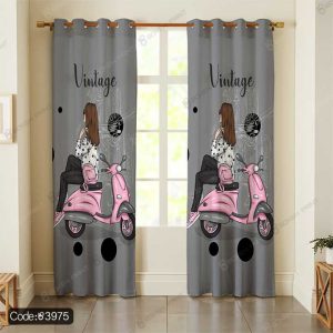 پرده پانچ طرح دختر خجالتی و موتور کد 3975