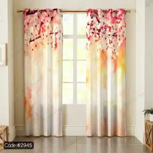 پرده پانچ گل آبرنگی کد 2945