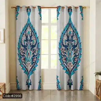 پرده چاپی اسلیمی آبی کد 2956