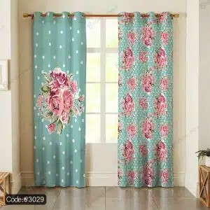 پرده پانچ گل آبرنگی کد 3029