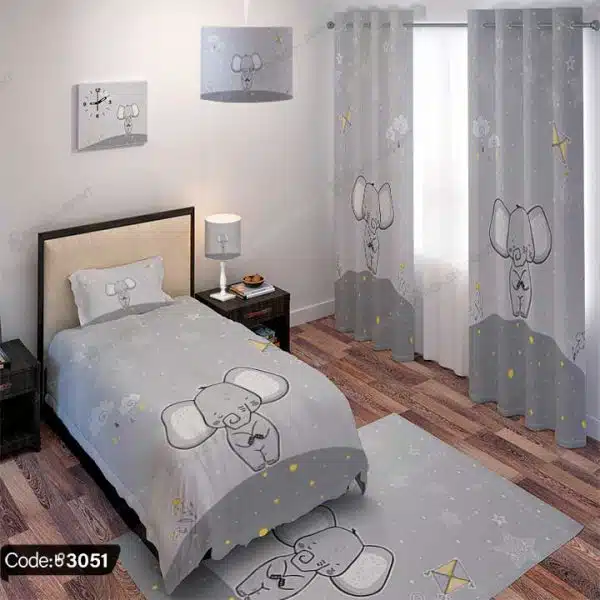 ست اتاق خواب نقاشی فیل کودکانه کد 3051