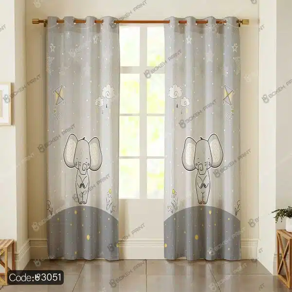 پرده چاپی نقاشی فیل کودکانه کد 3051