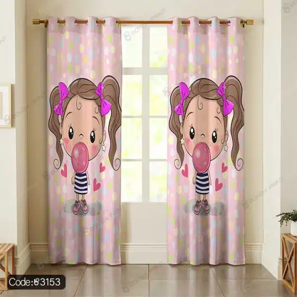 پرده چاپی دختر خجالتی قلب کد 3153