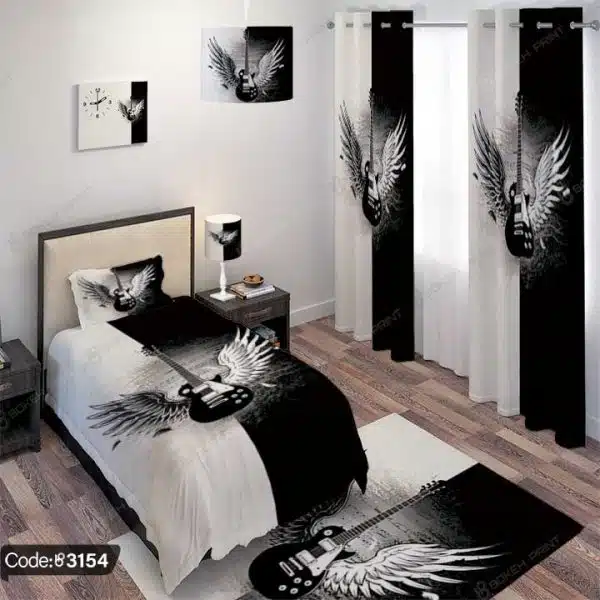 ست اتاق خواب پر گیتار Black & White کد 3154