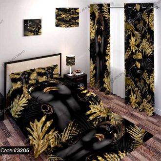 ست اتاق خواب زن طلایی سه بعدی کد 3205