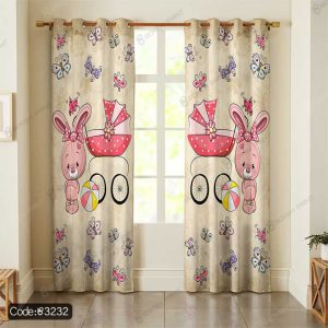 پرده پانچ فانتزی کالسکه صورتی کد 3232