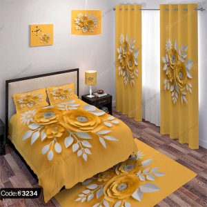 ست اتاق خواب گل زرد سه بعدی کد 3234
