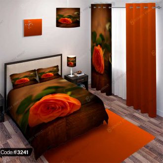 ست اتاق خواب گل رز نارنجی کد 3241