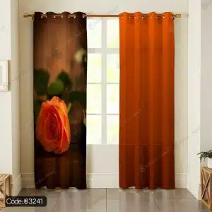 پرده چاپی گل رز نارنجی کد 3241