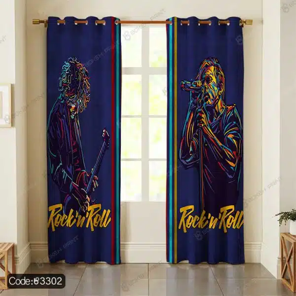 پرده چاپی گیتار موزیک Rock'N Roll کد 3302