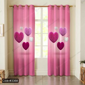 پرده چاپی قلب♥صورتی کد 3368