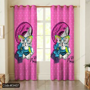 پرده چاپی گربه صورتی کد 3407