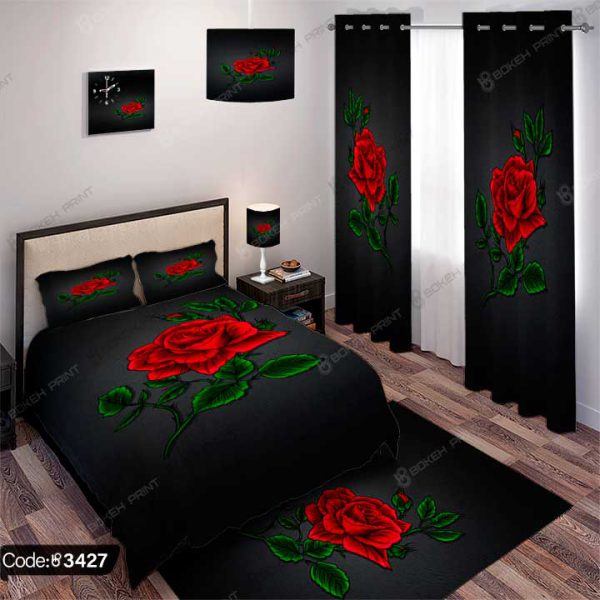 ست اتاق خواب گل رز قرمز کد 3427
