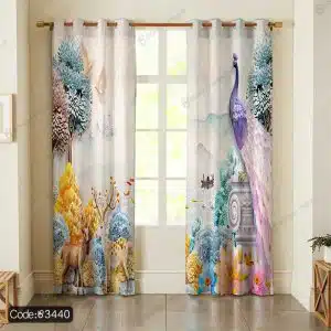 پرده پانچ طاووس سه بعدی کد 3440