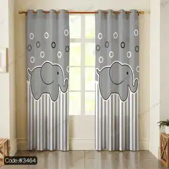 پرده چاپی فیل طوسی کد 3464